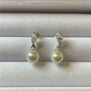 Faux Pearl and Diamond Drop Earrings | Bridesmaid Earring | NWOT